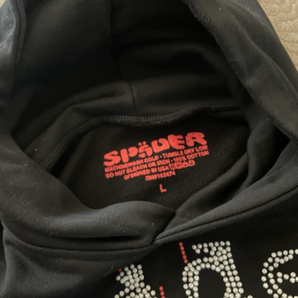 Spider Rhinestone Hoodie Black Size Large - Picture 2 of 5
